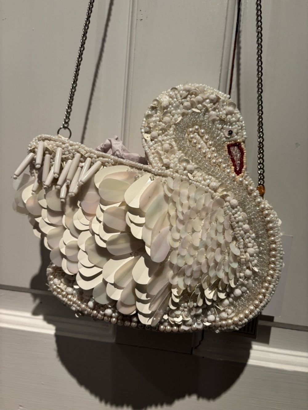 From India to you Swan beaded bag